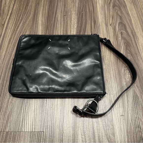 Distressed Maison Margiela Double Zip Leather Bag - Picture 1 of 13